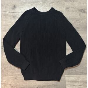 Quince 100% Organic Cotton Fisherman Crew Neck Sweater XL Black Pullover EUC